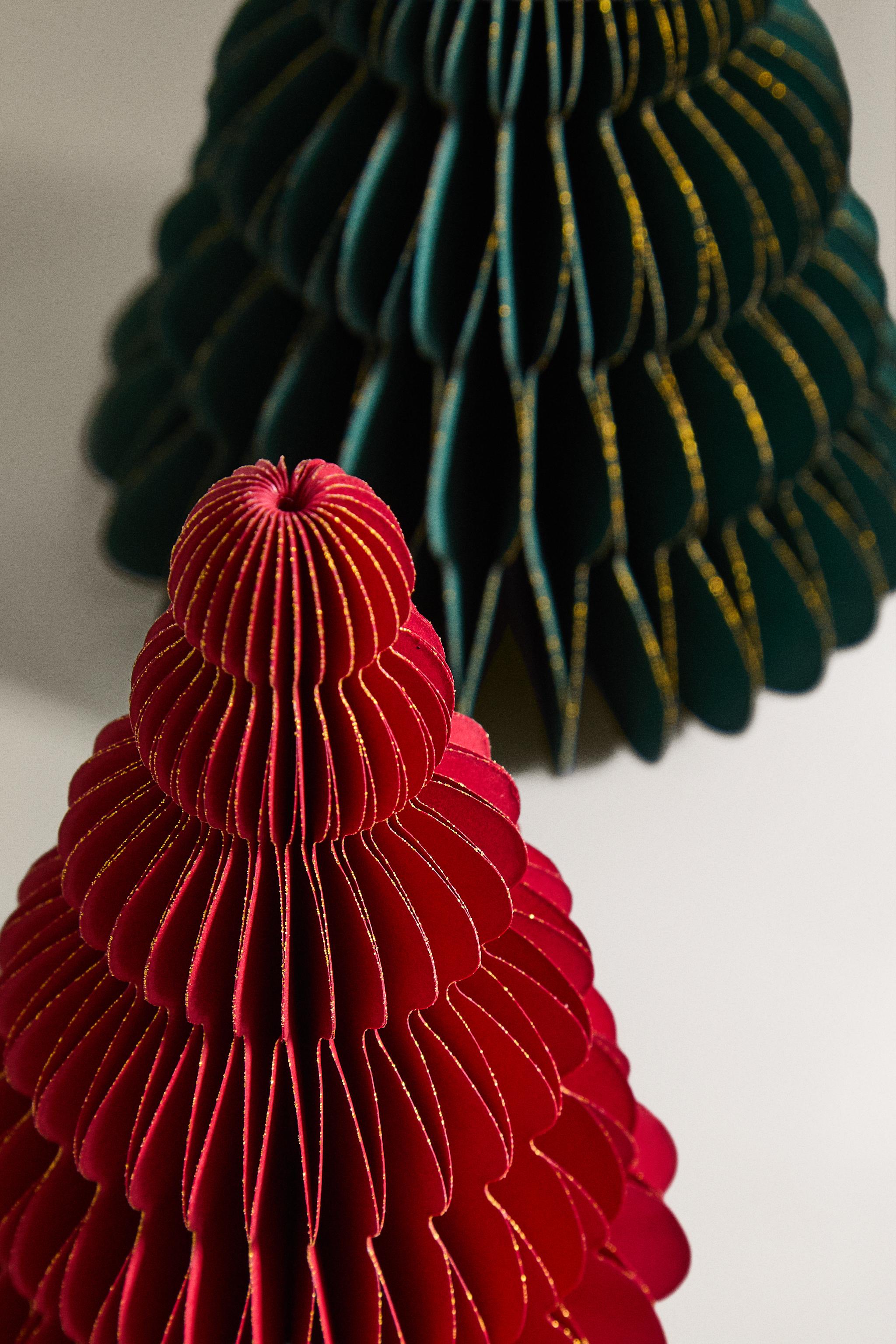 SET OF DECORATIVE CHRISTMAS TREE PAPER ORNAMENTS (SET OF 2)